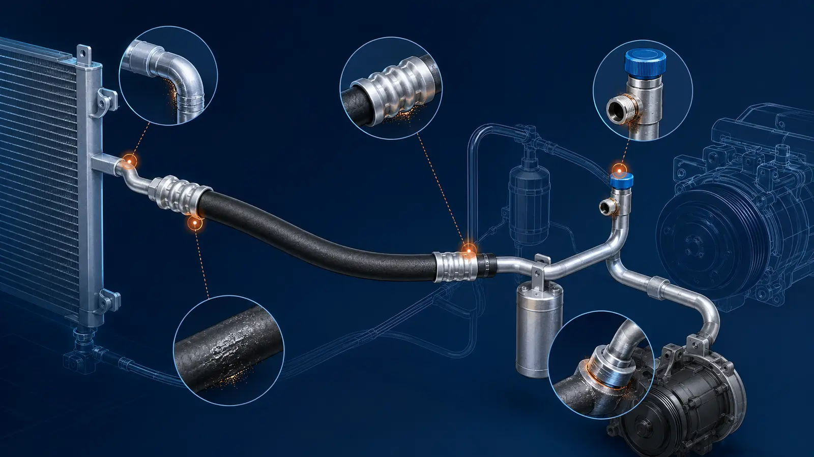 Car AC Hose Repair and Replacement Dubai educational system illustration