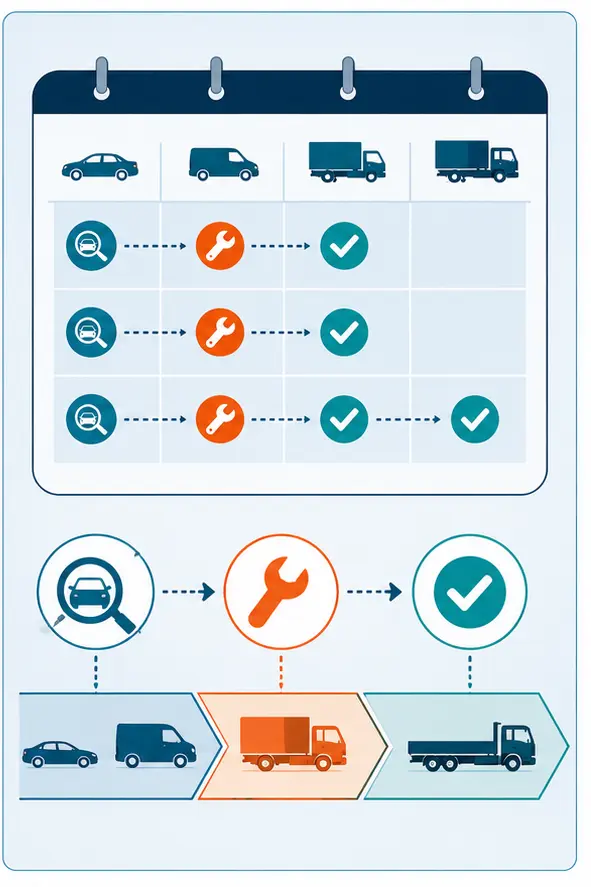 Illustration of fleet AC inspection, approved repair and return-to-service planning