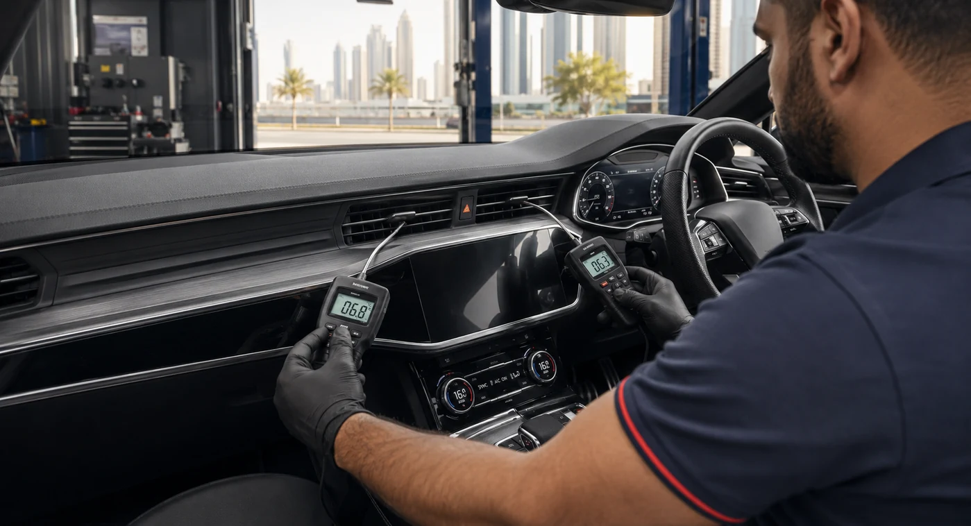 Car AC vent temperature testing for different hot-air symptom patterns