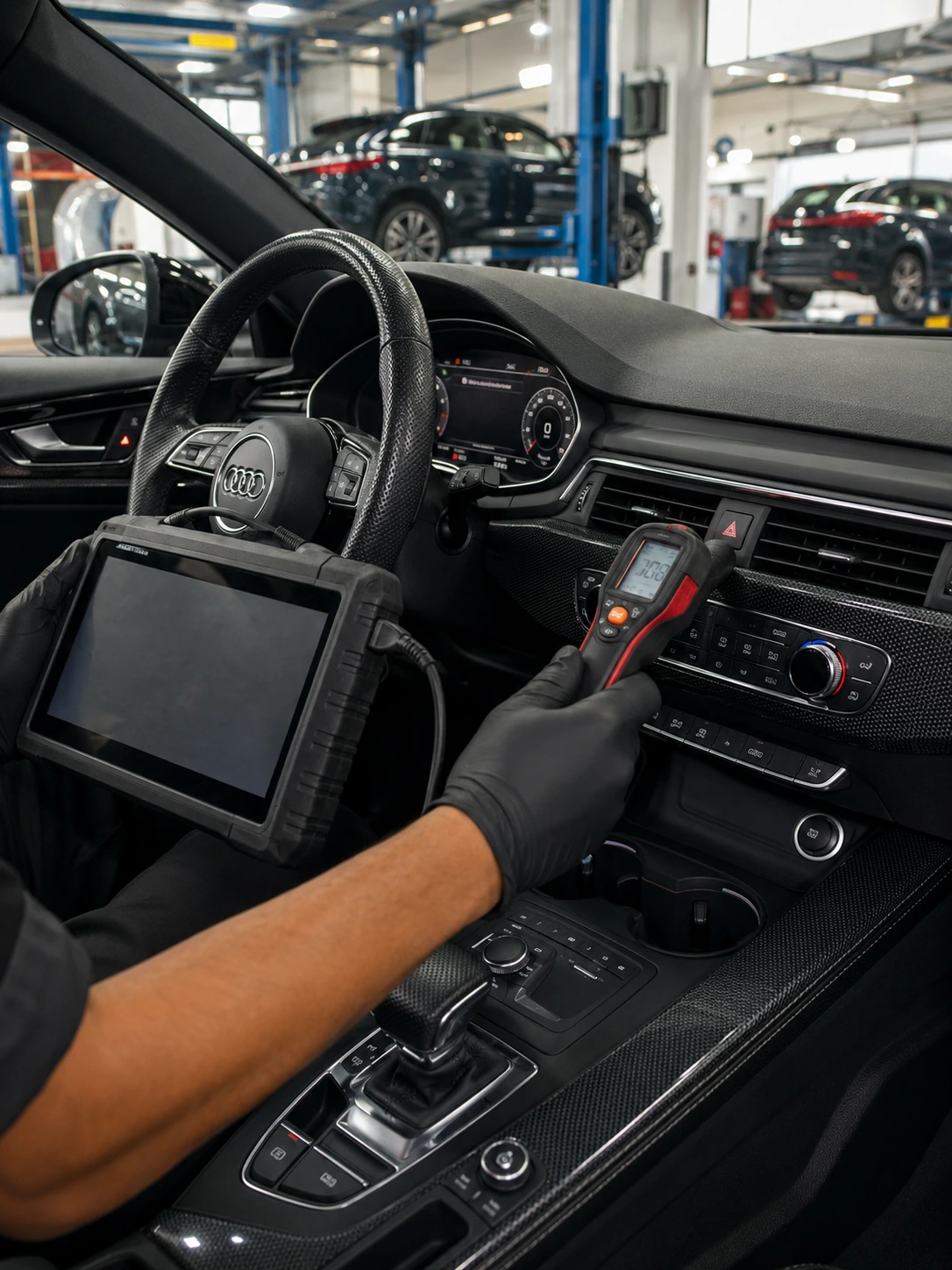 Audi AC electrical and climate-control diagnostic with scan tool and vent thermometer