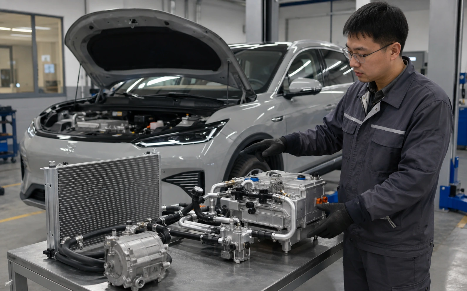 Chinese EV electric compressor and thermal architecture diagnostic