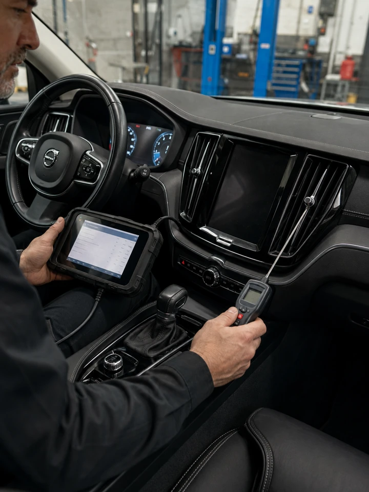 Volvo climate control electrical diagnostic with scan tool and vent thermometer